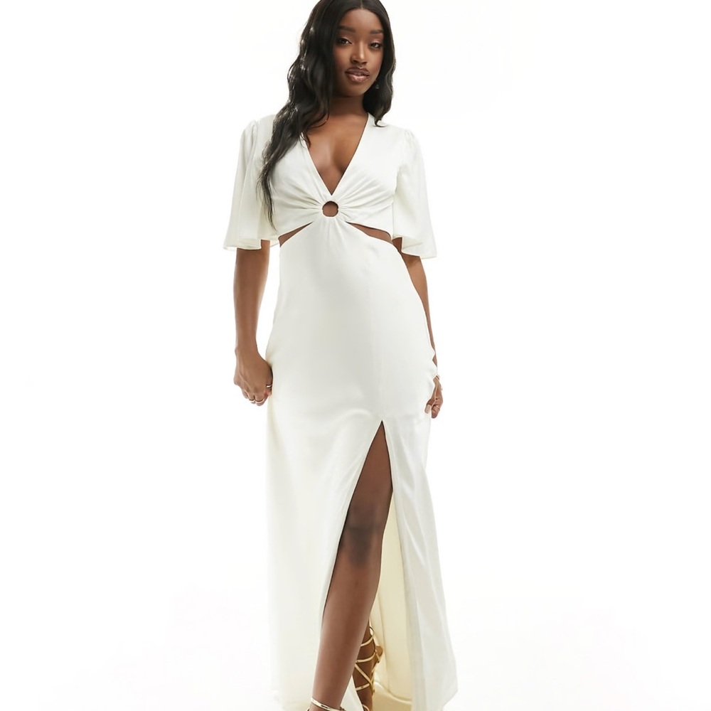 Abercrombie & Fitch Cream Maxi Dress with Cut-Out